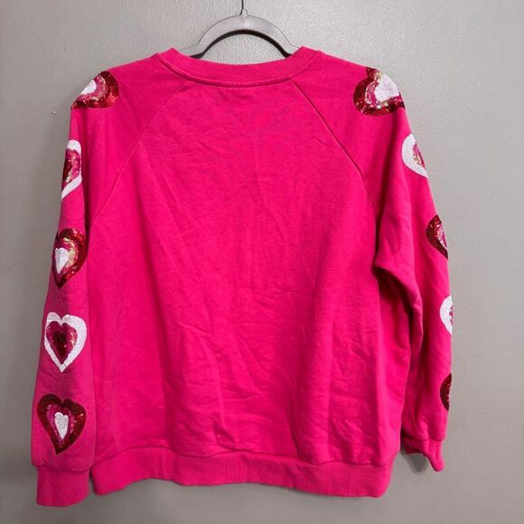 QUEEN OF SPARKLES Heart on Your Sleeves Crewneck Sweatshirt medium - Picture 3 of 7
